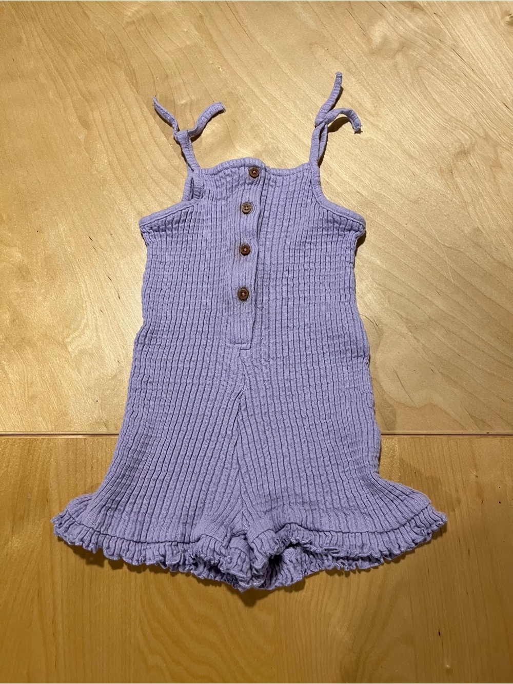 Lavender Ribbed Knit Romper with Button Front